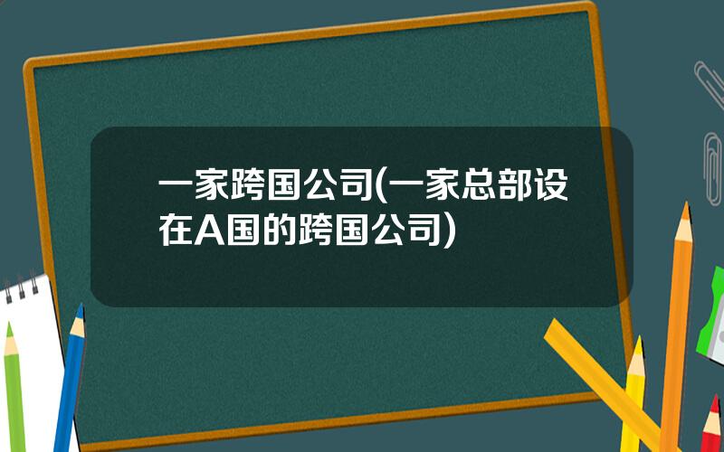 一家跨国公司(一家总部设在A国的跨国公司)