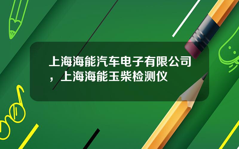 上海海能汽车电子有限公司，上海海能玉柴检测仪