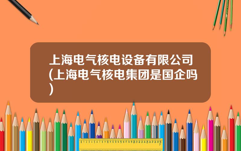 上海电气核电设备有限公司(上海电气核电集团是国企吗)