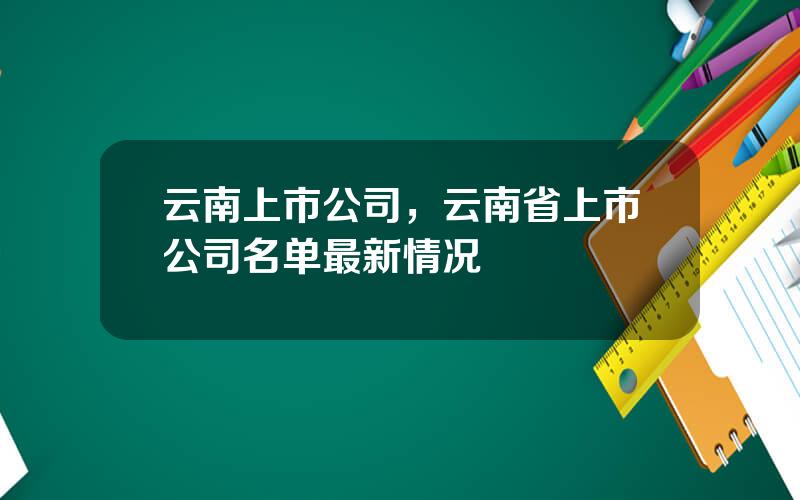 云南上市公司，云南省上市公司名单最新情况