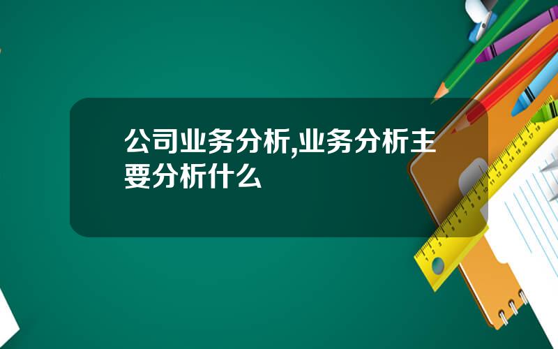 公司业务分析,业务分析主要分析什么