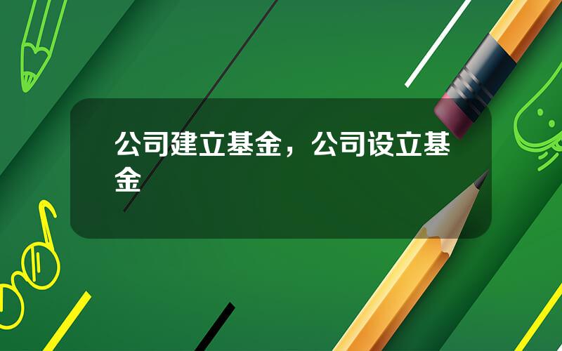 公司建立基金，公司设立基金