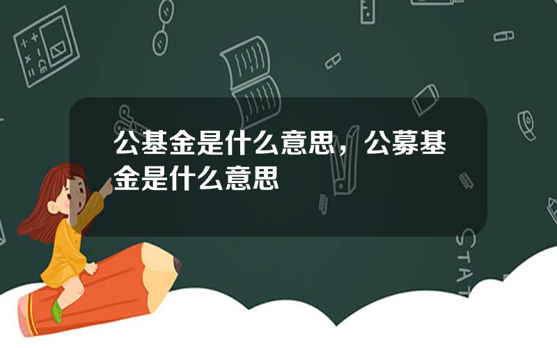 公基金是什么意思，公募基金是什么意思