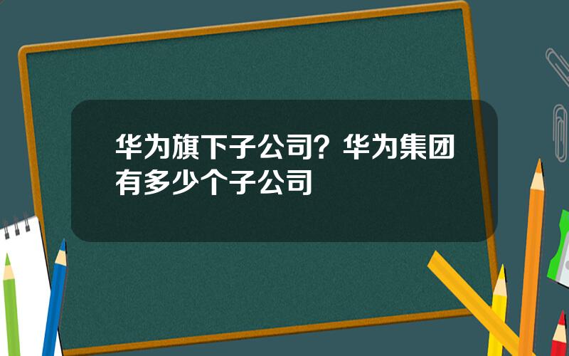 华为旗下子公司？华为集团有多少个子公司