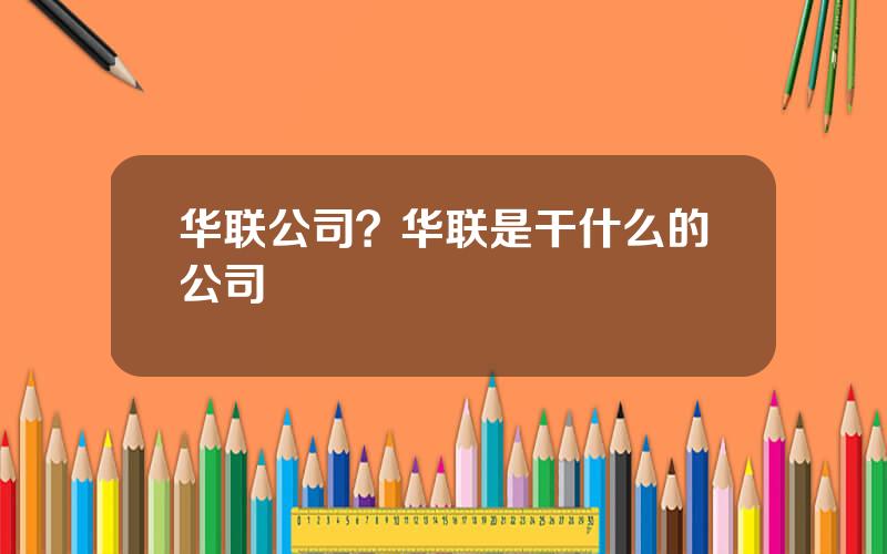 华联公司？华联是干什么的公司