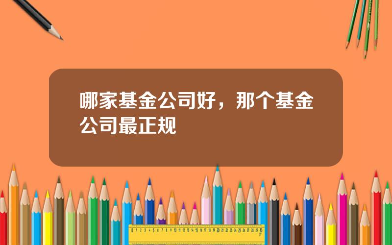 哪家基金公司好，那个基金公司最正规