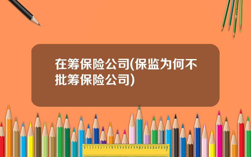 在筹保险公司(保监为何不批筹保险公司)