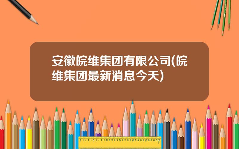 安徽皖维集团有限公司(皖维集团最新消息今天)