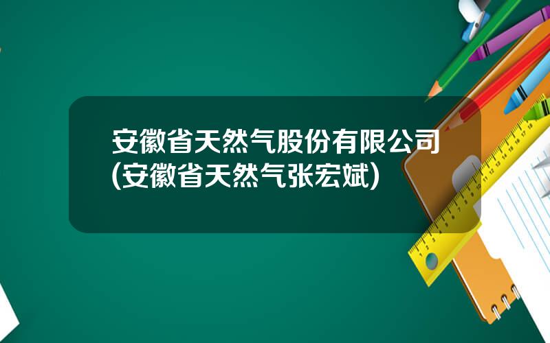 安徽省天然气股份有限公司(安徽省天然气张宏斌)