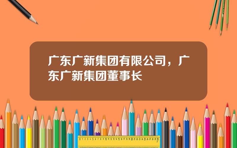 广东广新集团有限公司，广东广新集团董事长