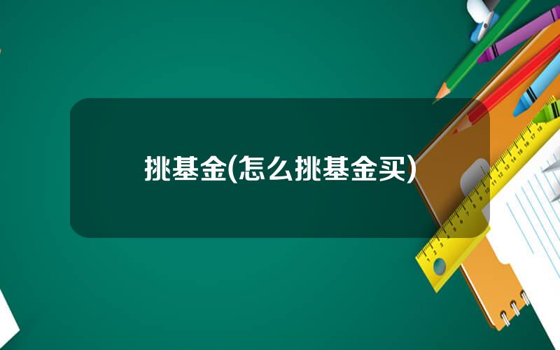 挑基金(怎么挑基金买)