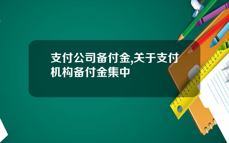 支付公司备付金,关于支付机构备付金集中