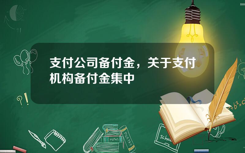 支付公司备付金，关于支付机构备付金集中