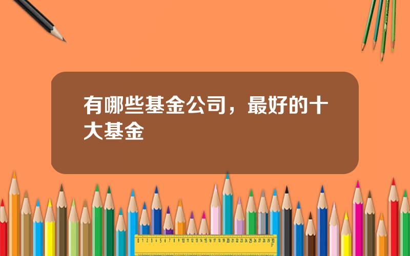 有哪些基金公司，最好的十大基金