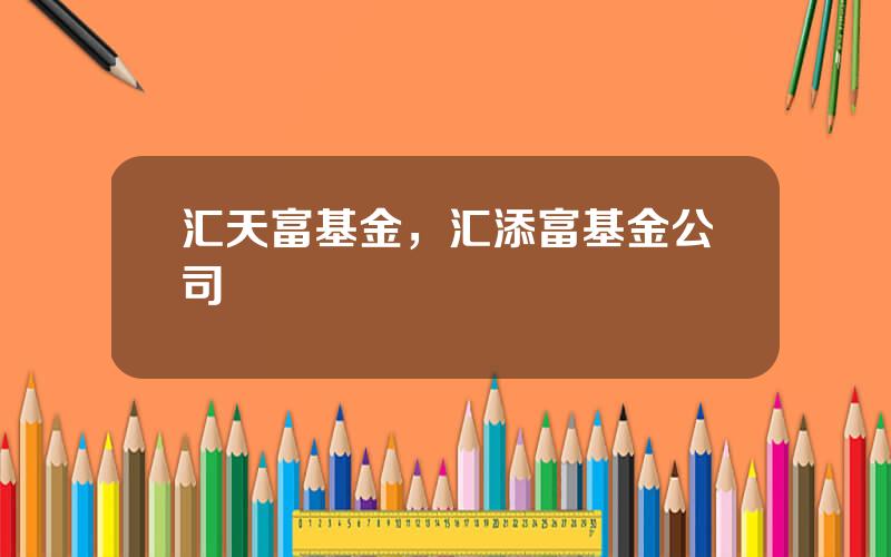 汇天富基金，汇添富基金公司