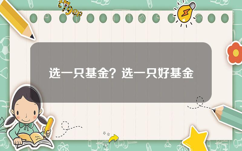 选一只基金？选一只好基金